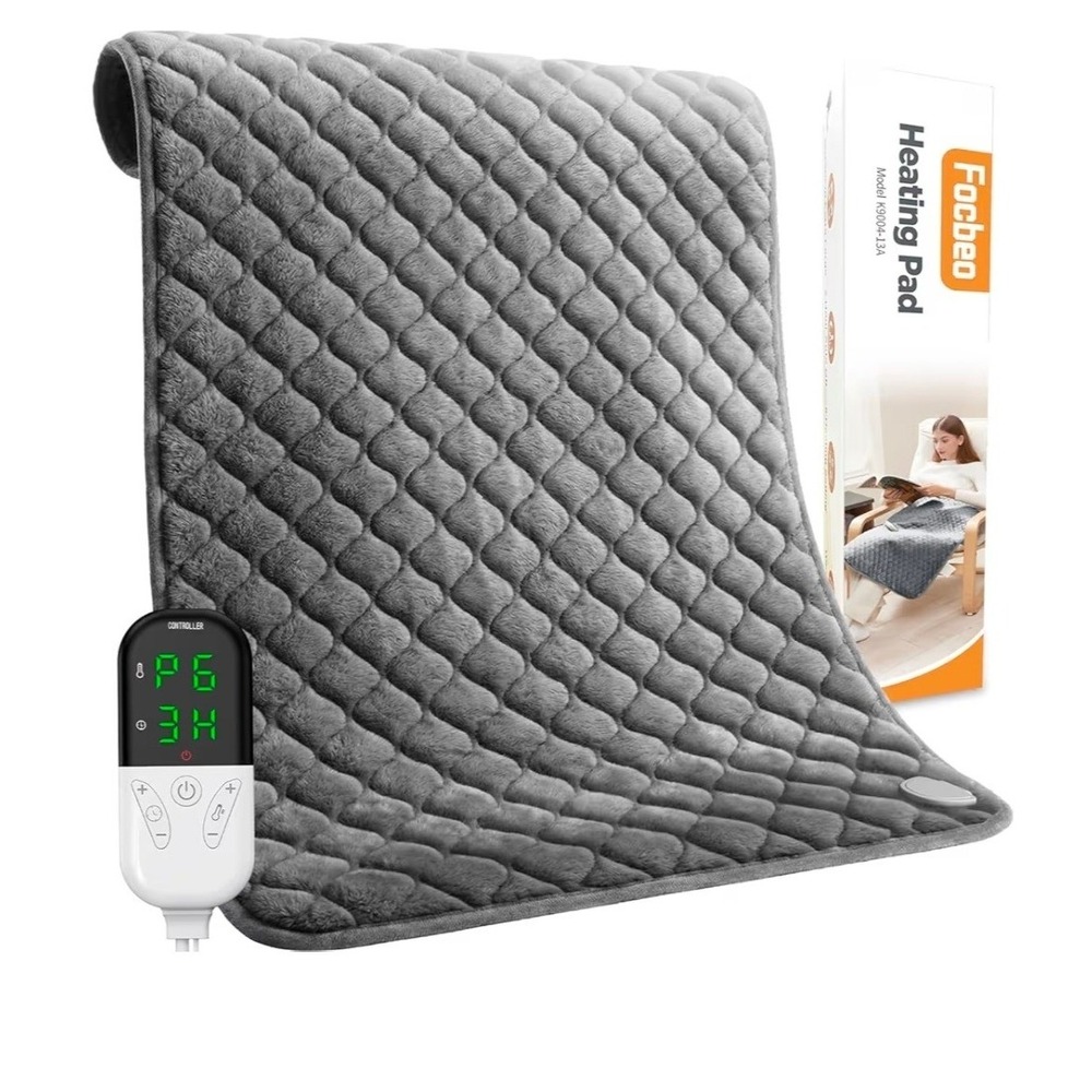 Electric Heating Pad 34x32 Grey XL Back Neck Shoulder Relief
